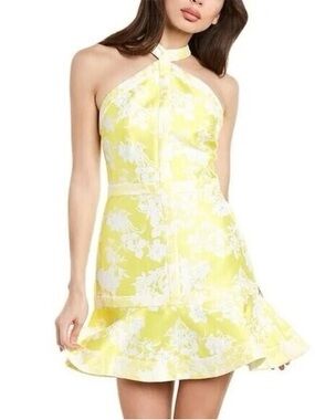 Alexis Yellow and White Floral Halter Mini Dress
